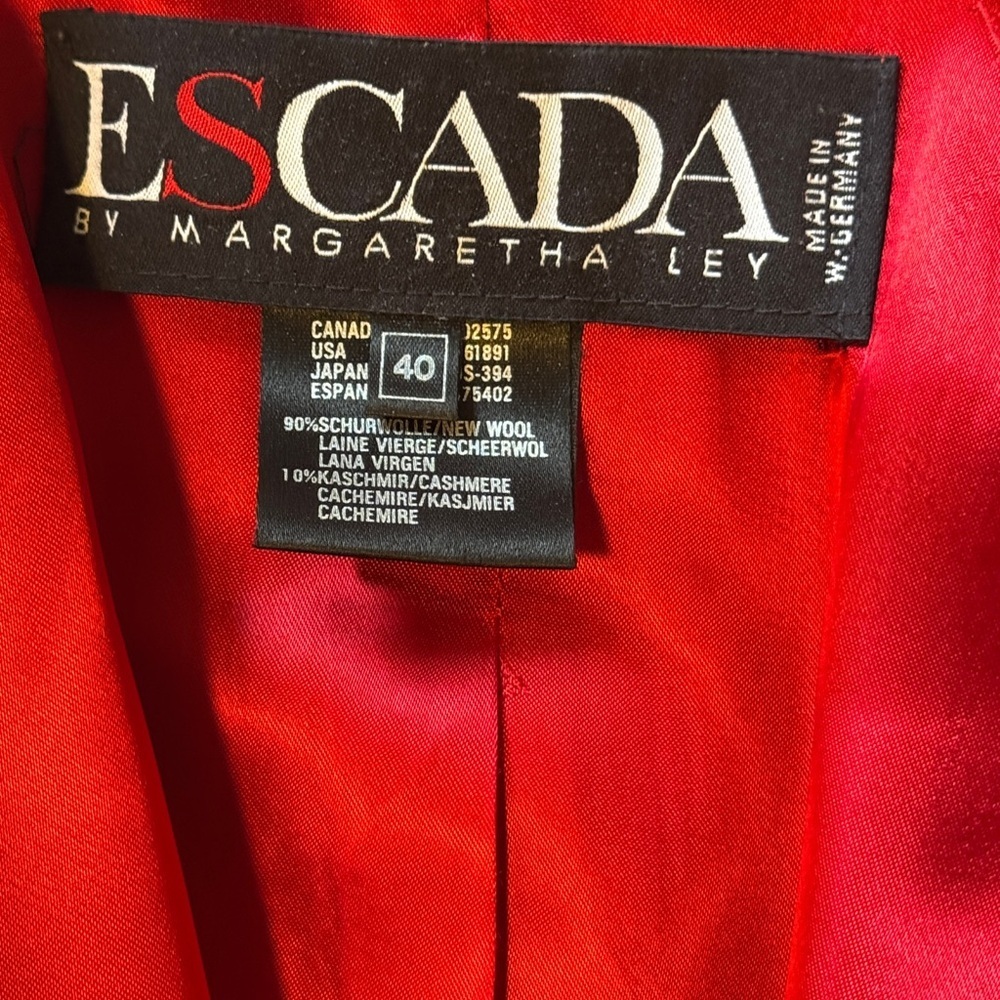 Vintage Escada by Margaretha Ley Embroidered Blazer – Navy/Red – US 40 ~US 8/10 - Picture 9 of 10